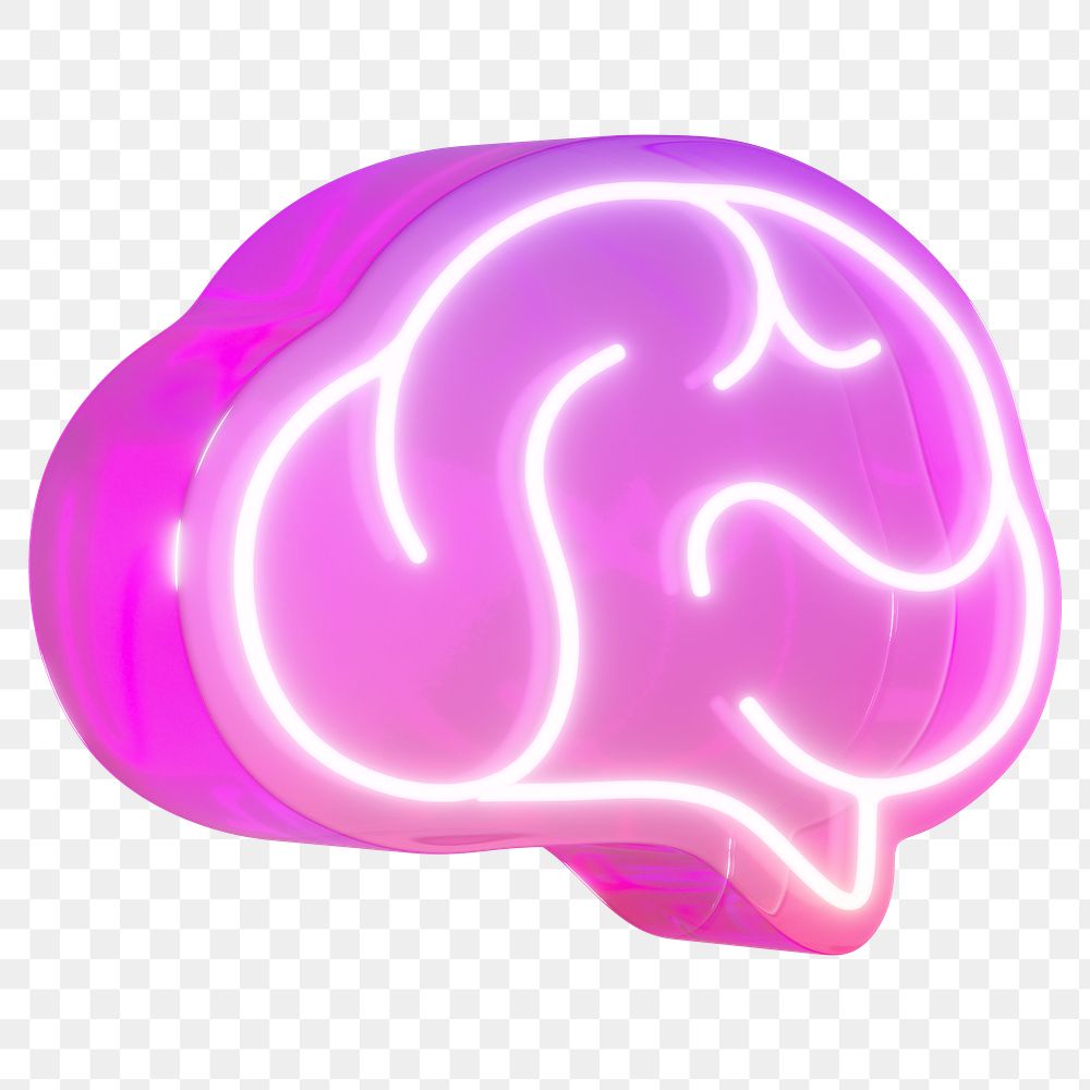 Pink brain png 3D mental health, transparent background