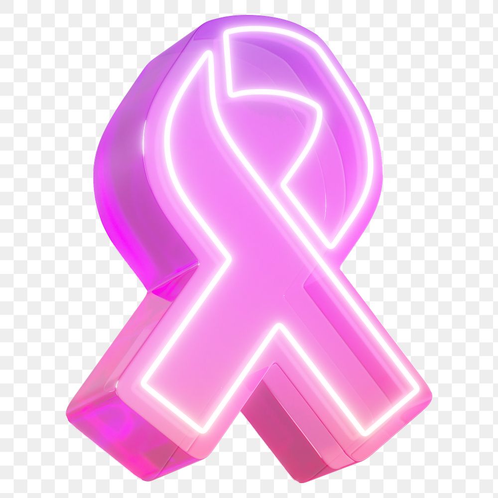 Pink ribbon png 3D breast cancer symbol, transparent background