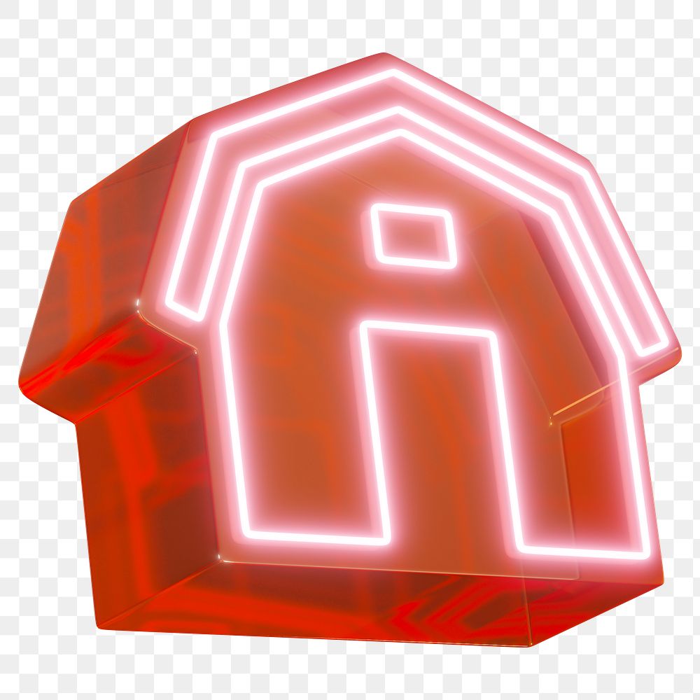 Neon barn png 3D element, transparent background