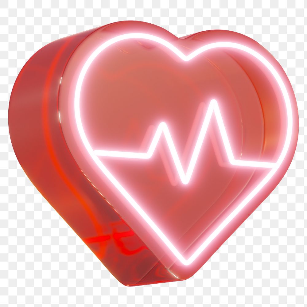 PNG 3D red medical heart, health & wellness, transparent background