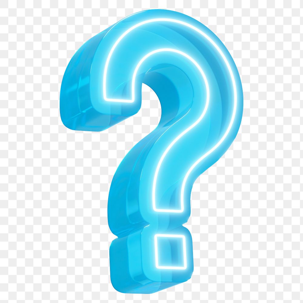 Question mark png 3D blue icon, transparent background