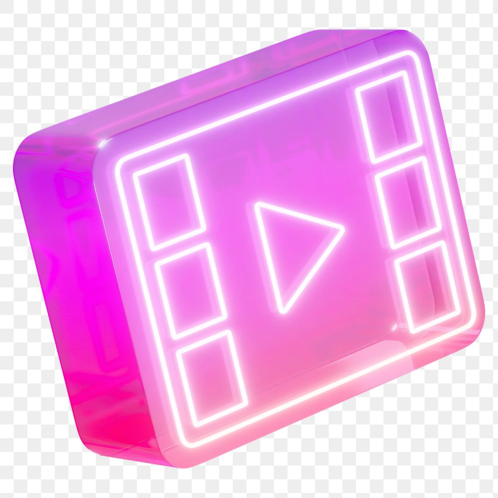 PNG gradient pink play icon, transparent background