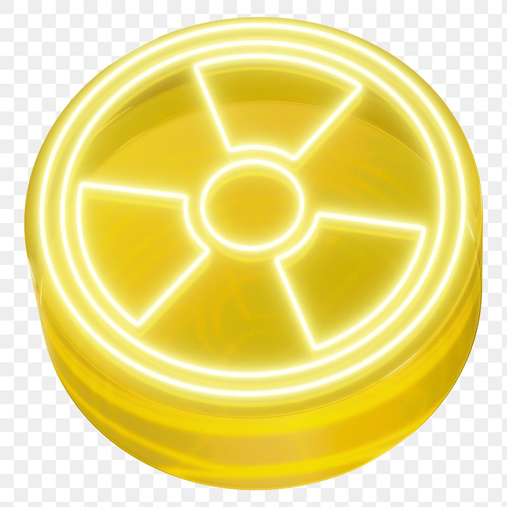 Radioactivity icon png 3D neon element, transparent background
