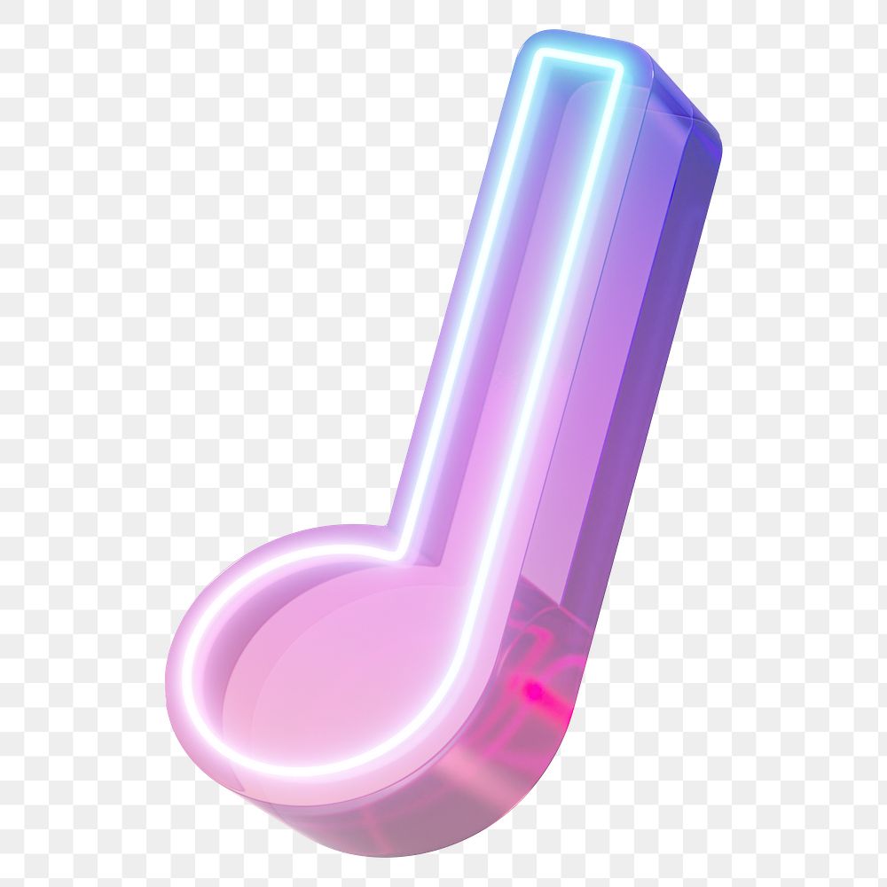 Music note png 3D neon icon, transparent background