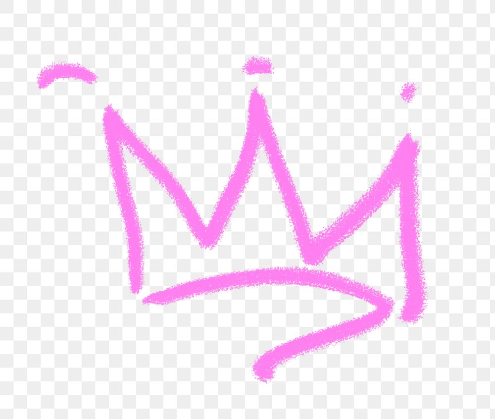Pink crown png doodle, transparent background