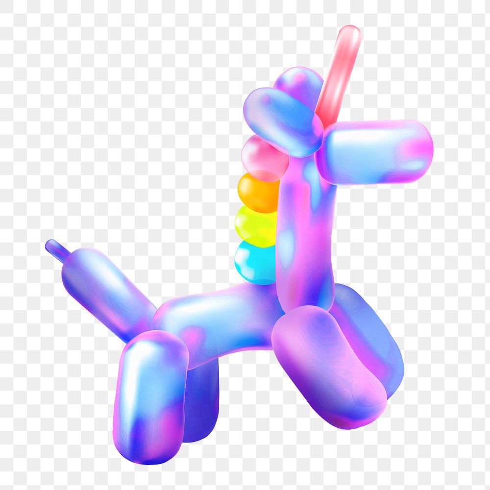 Unicorn balloon png 3D, transparent background