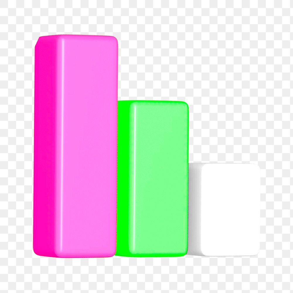 Bar graph png 3D, transparent background