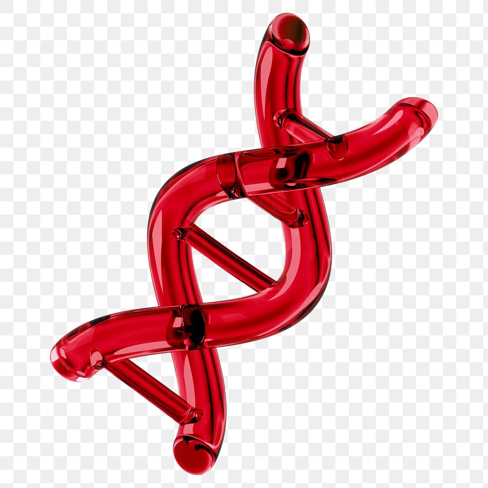 DNA helix png 3D red icon, transparent background