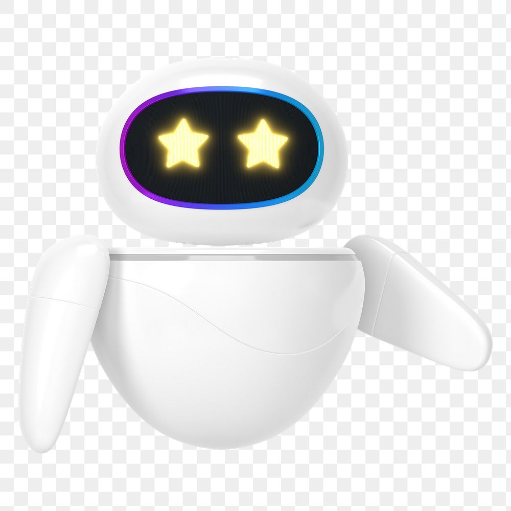 3D robot png star-eyes, transparent background