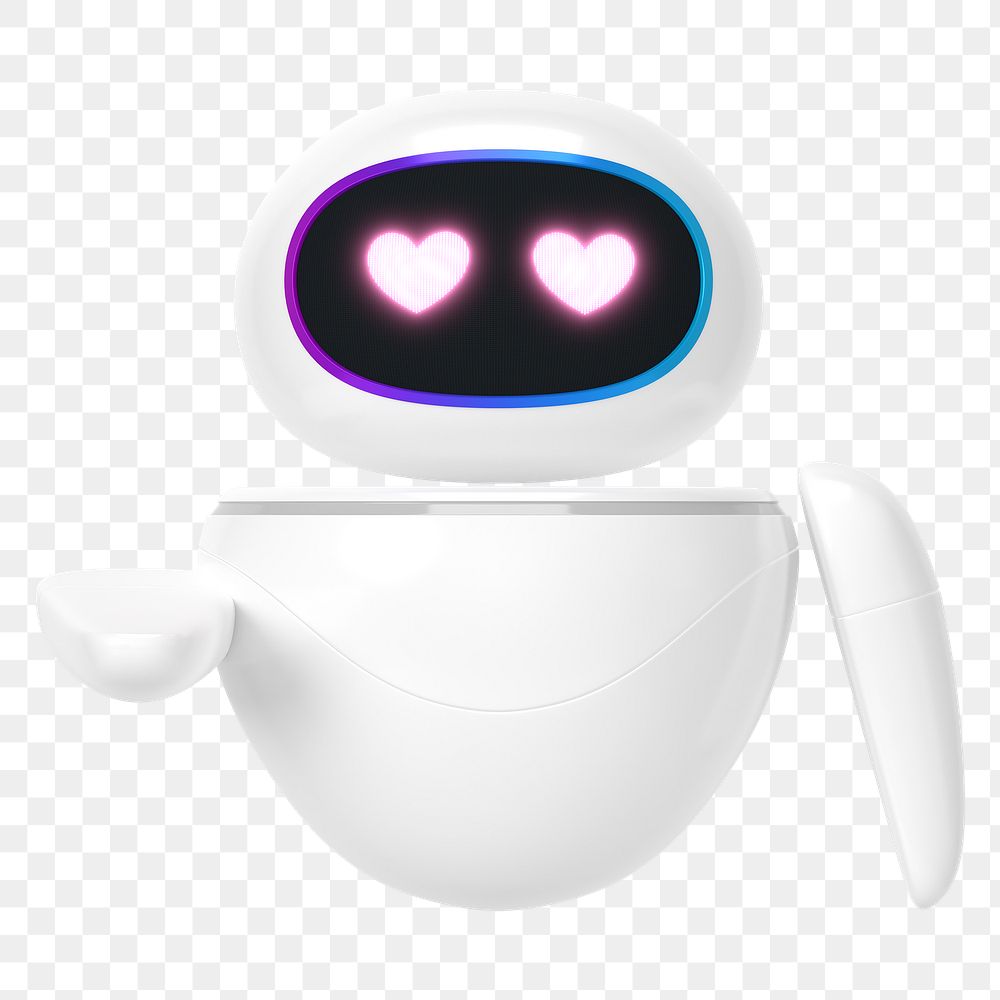 Heart-eyes robot png innovative technology, transparent background