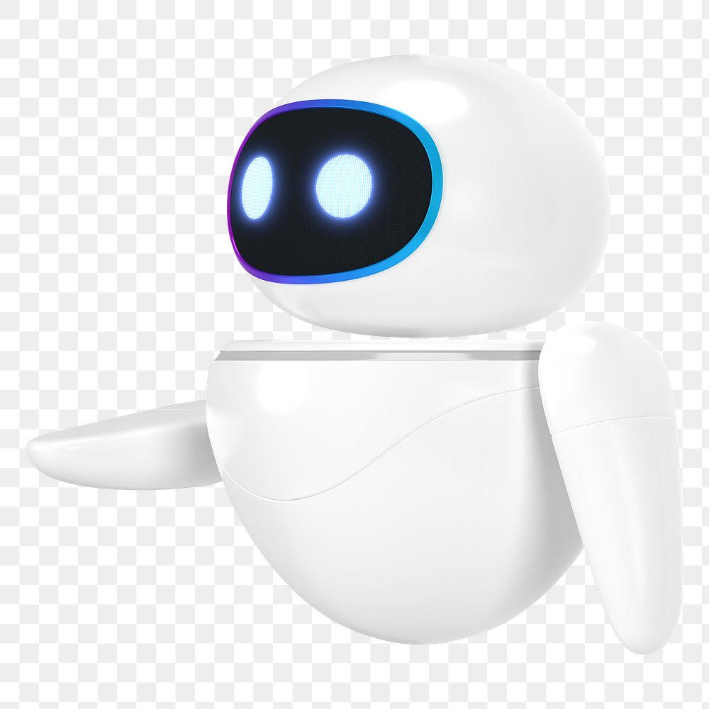 PNG 3D white robot, transparent background