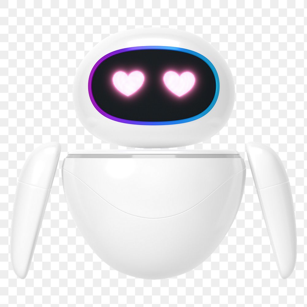 Heart-eyes robot png innovative technology, transparent background