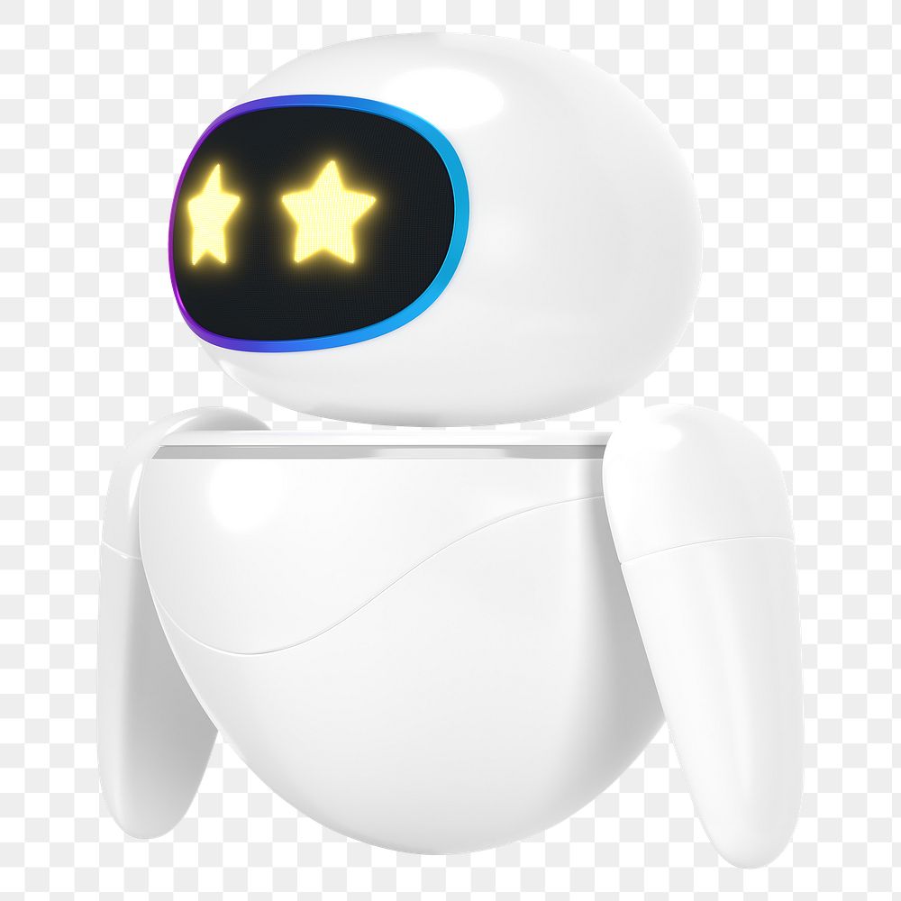 3D robot png star-eyes, transparent background