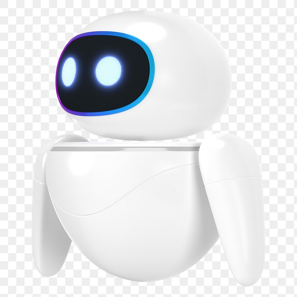 PNG 3D white robot, transparent background