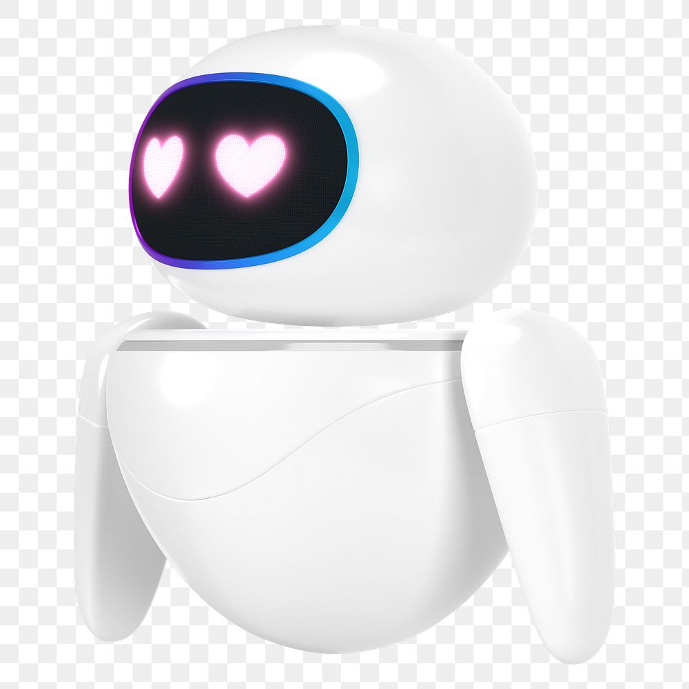3D robot png heart-eyes, transparent background