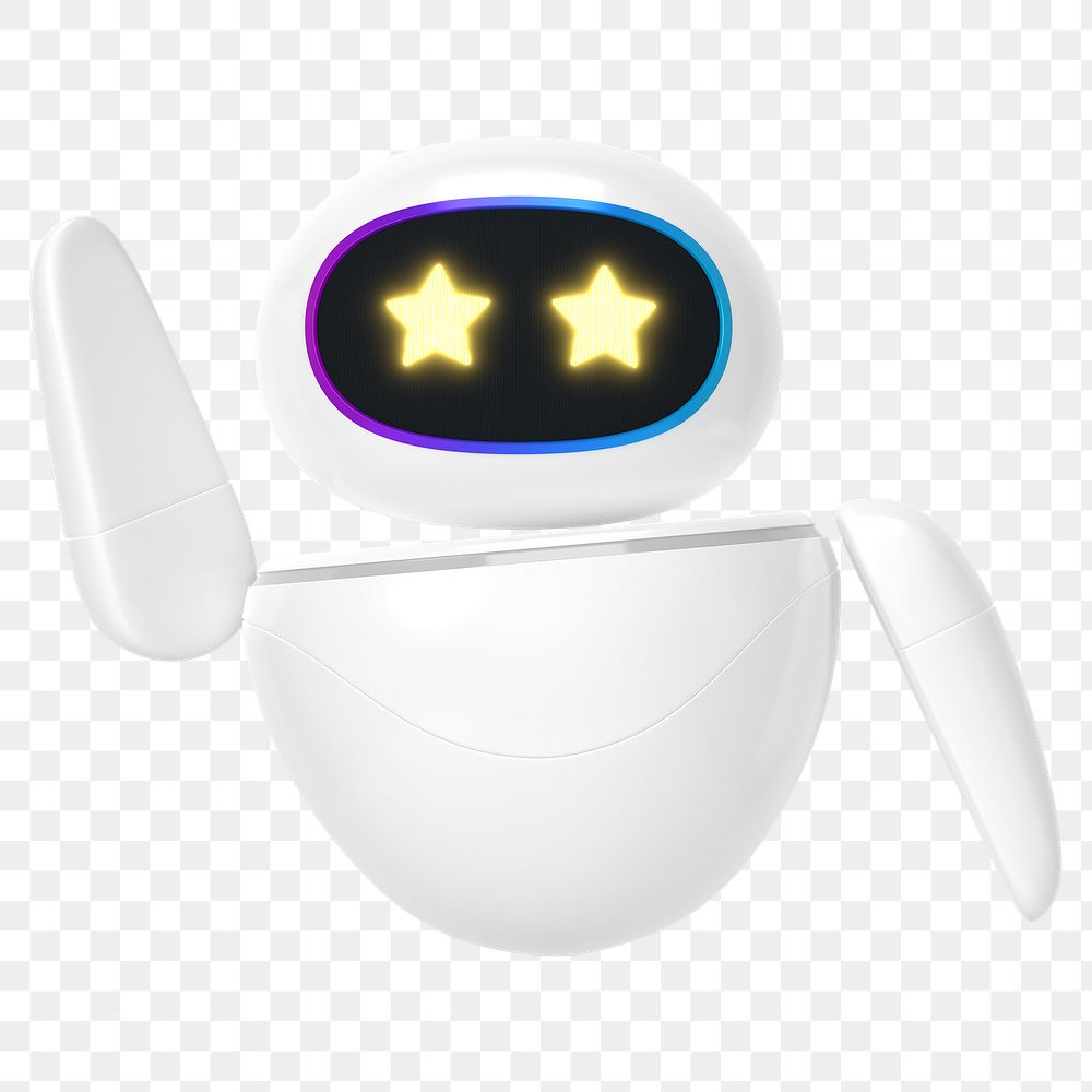 3D robot png star-eyes, transparent background