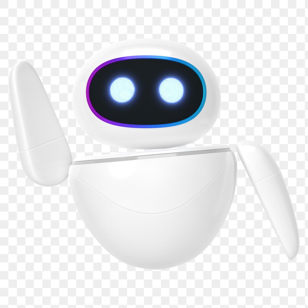PNG 3D white robot, transparent background