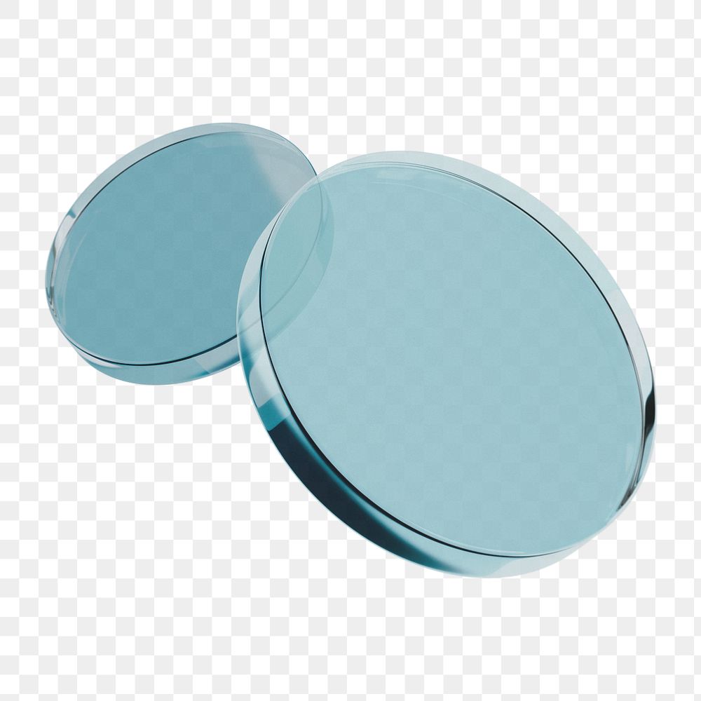 Blue glass png 3D round shape, transparent background