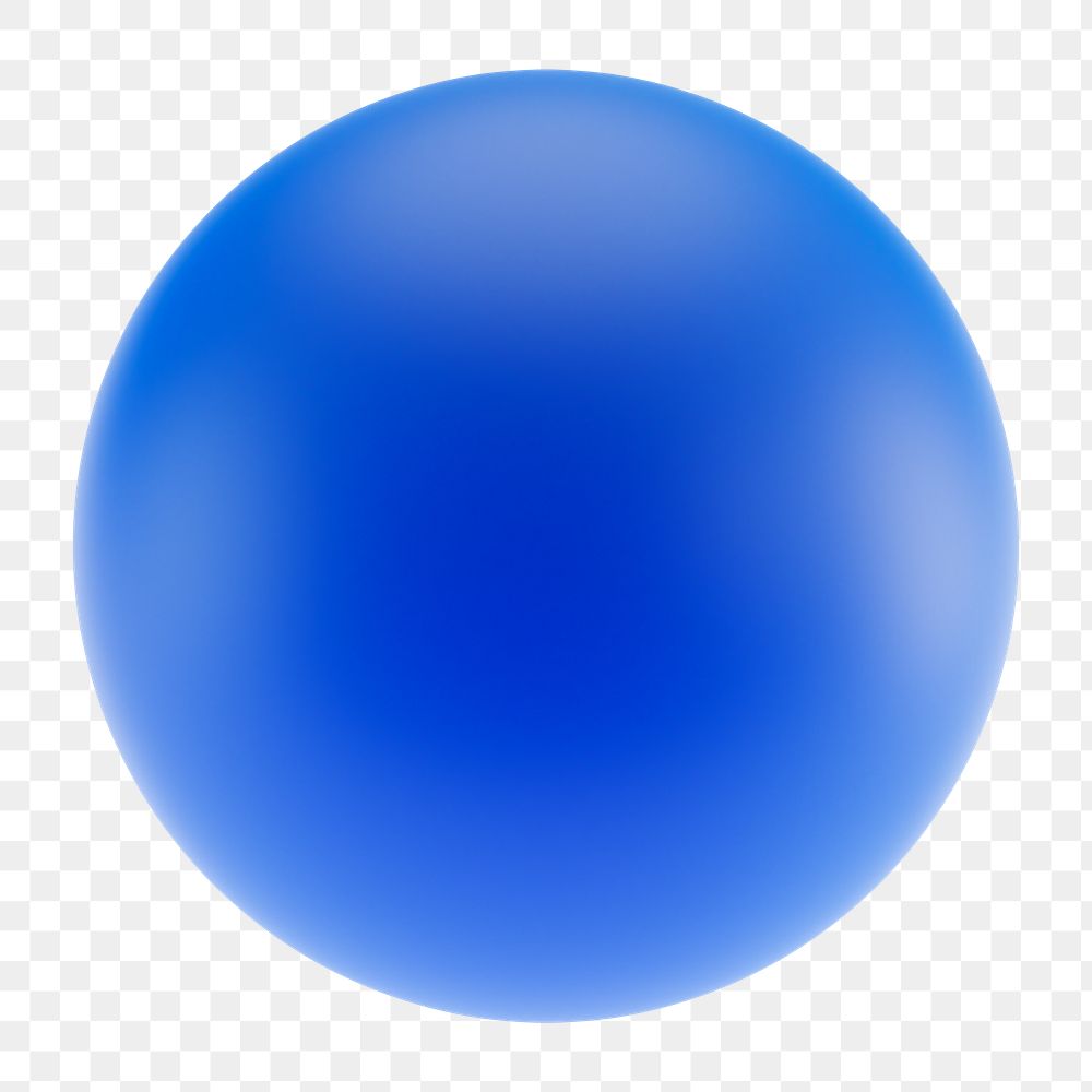 Blue ball png 3D sphere shape, transparent background