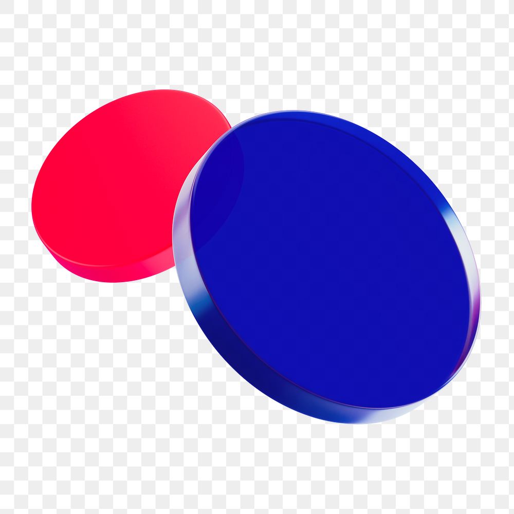 Blue & red glass png 3D round shape, transparent background