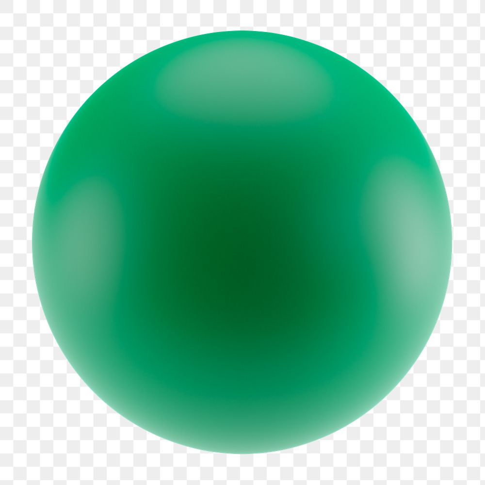 Green sphere png 3D ball shape, transparent background