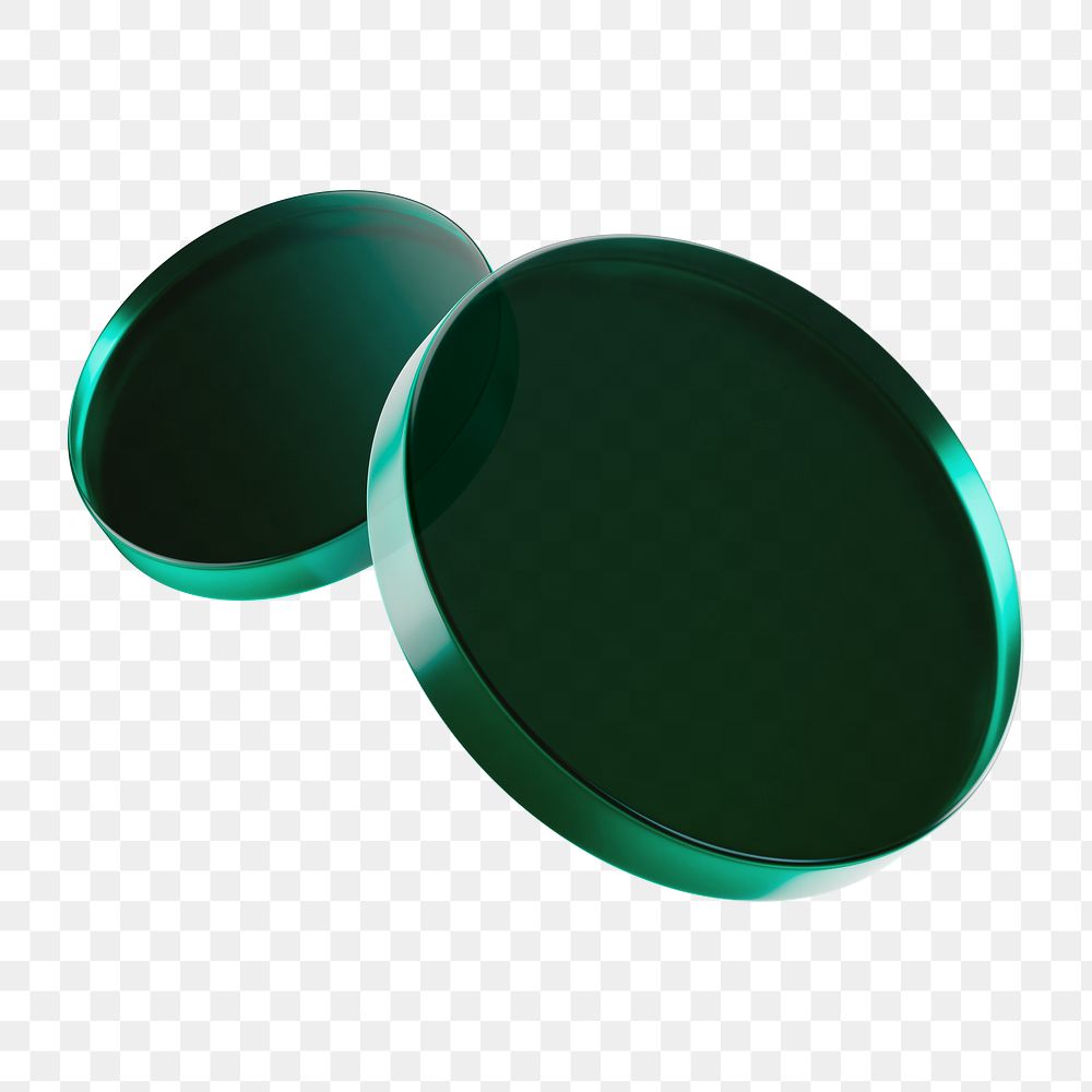 Dark green glass png 3D round shape, transparent background