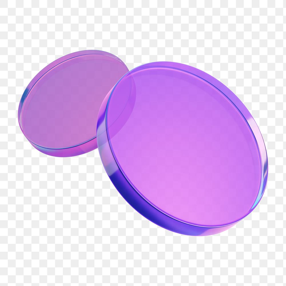 Purple glass png 3D round shape, transparent background
