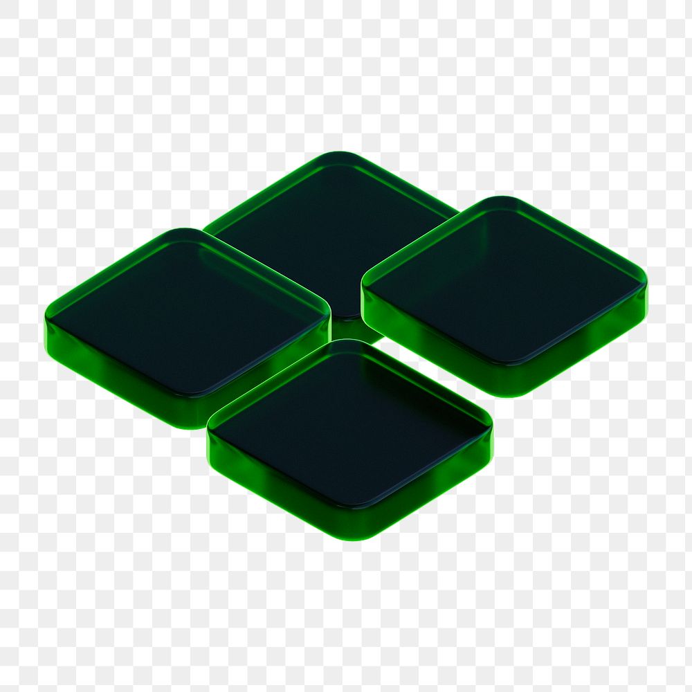 Blue green png 3D geometric shape, transparent background