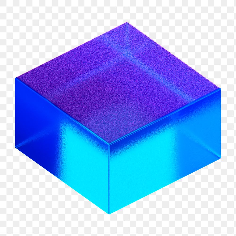 Blue cuboid png 3D geometric shape, transparent background