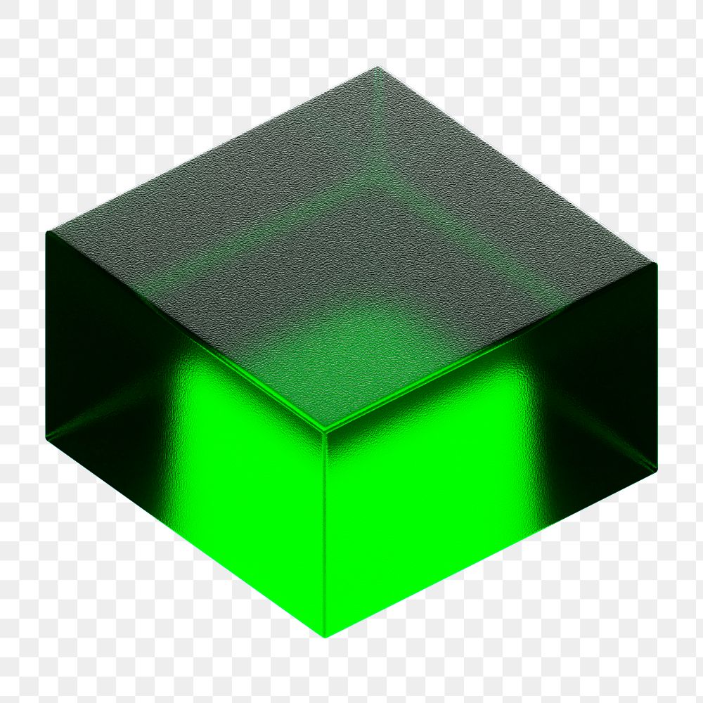 Green cuboid png 3D geometric shape, transparent background