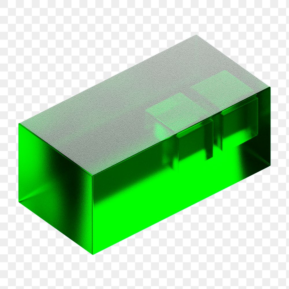 PNG green rectangular prism, 3D geometric shape, transparent background