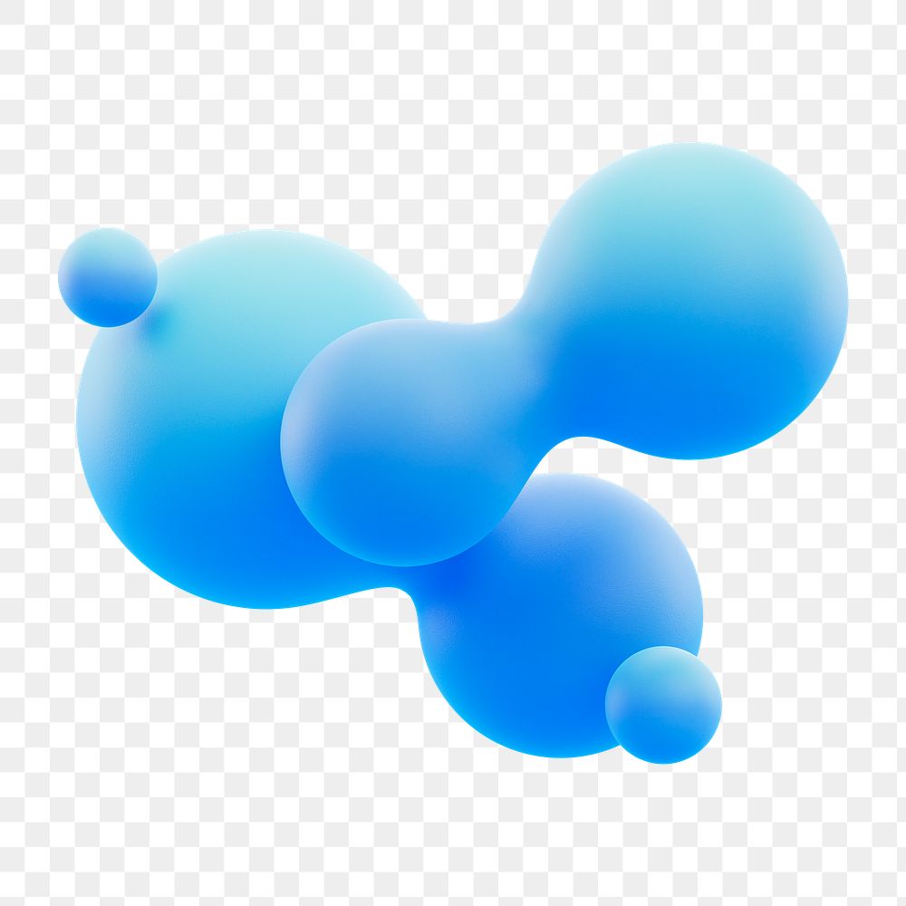 Liquid fluid png 3D blue abstract shape, transparent background