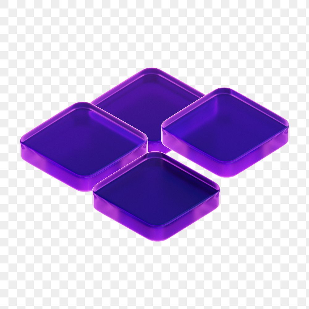 Blue purple png 3D geometric shape, transparent background