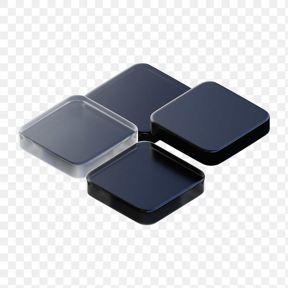 Blue gray png 3D geometric shape, transparent background