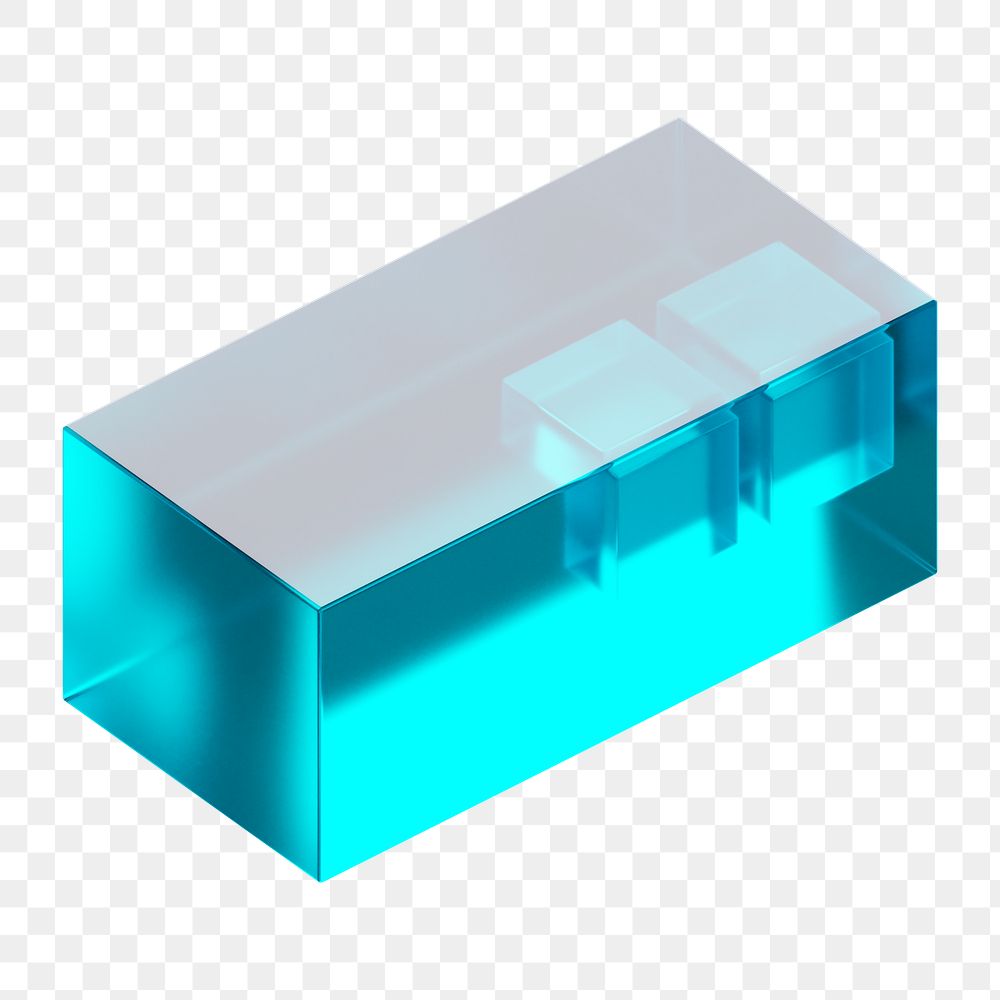 PNG blue rectangular prism, 3D geometric shape, transparent background