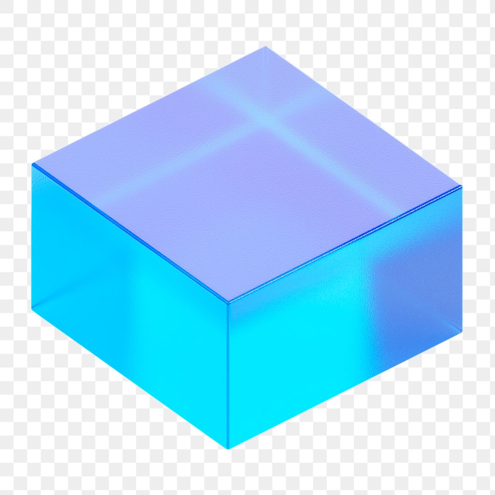 Blue cuboid png 3D geometric shape, transparent background
