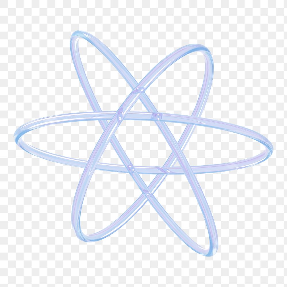3D atom png blue icon, transparent background