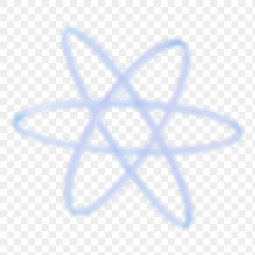 3D atom png blue icon, transparent background