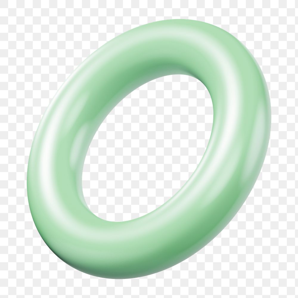 Green ring png 3D geometric shape, transparent background