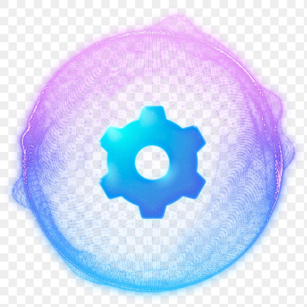 Futuristic gear png element, digital remix, transparent background