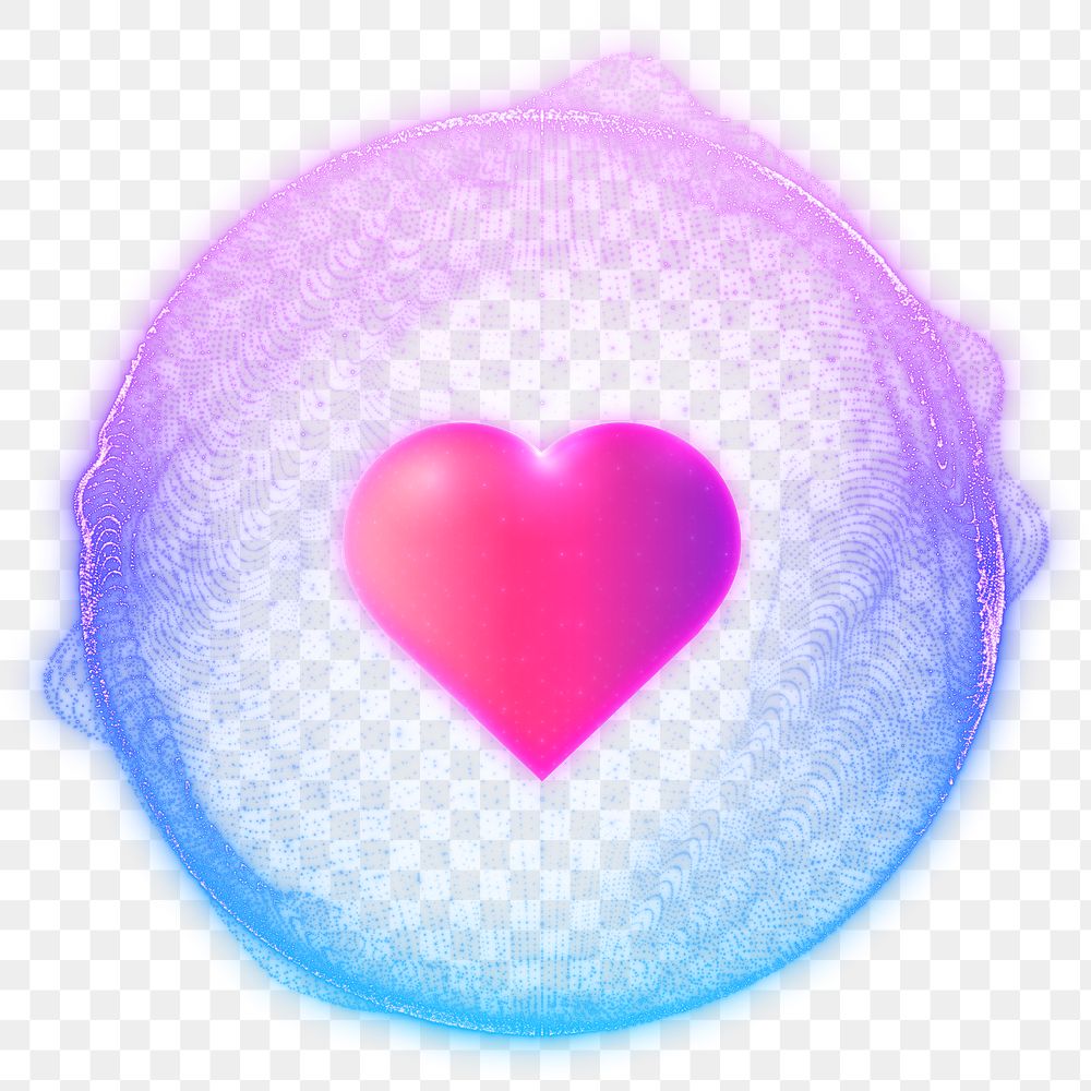 Bubble heart png element, digital remix, transparent background