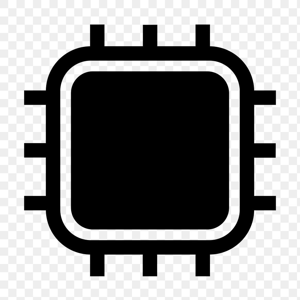 Computer chip  png flat icon, transparent background
