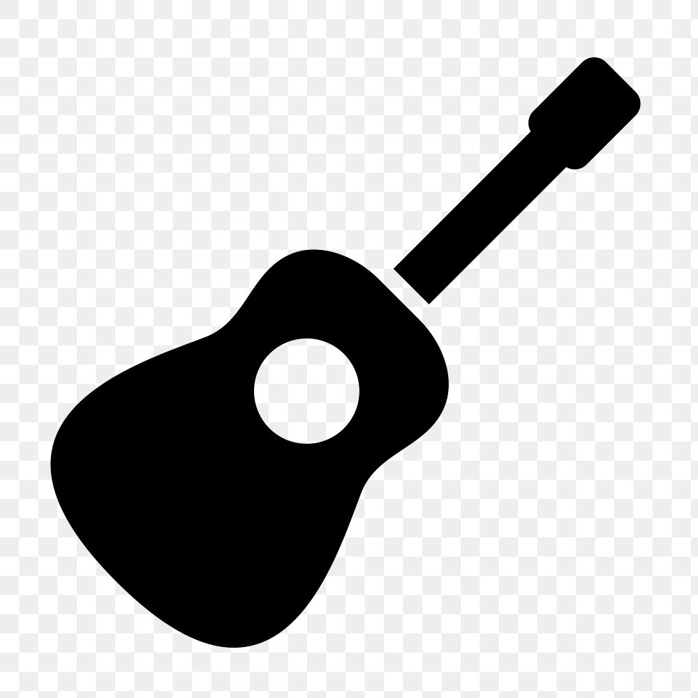 Black guitar png flat icon, transparent background