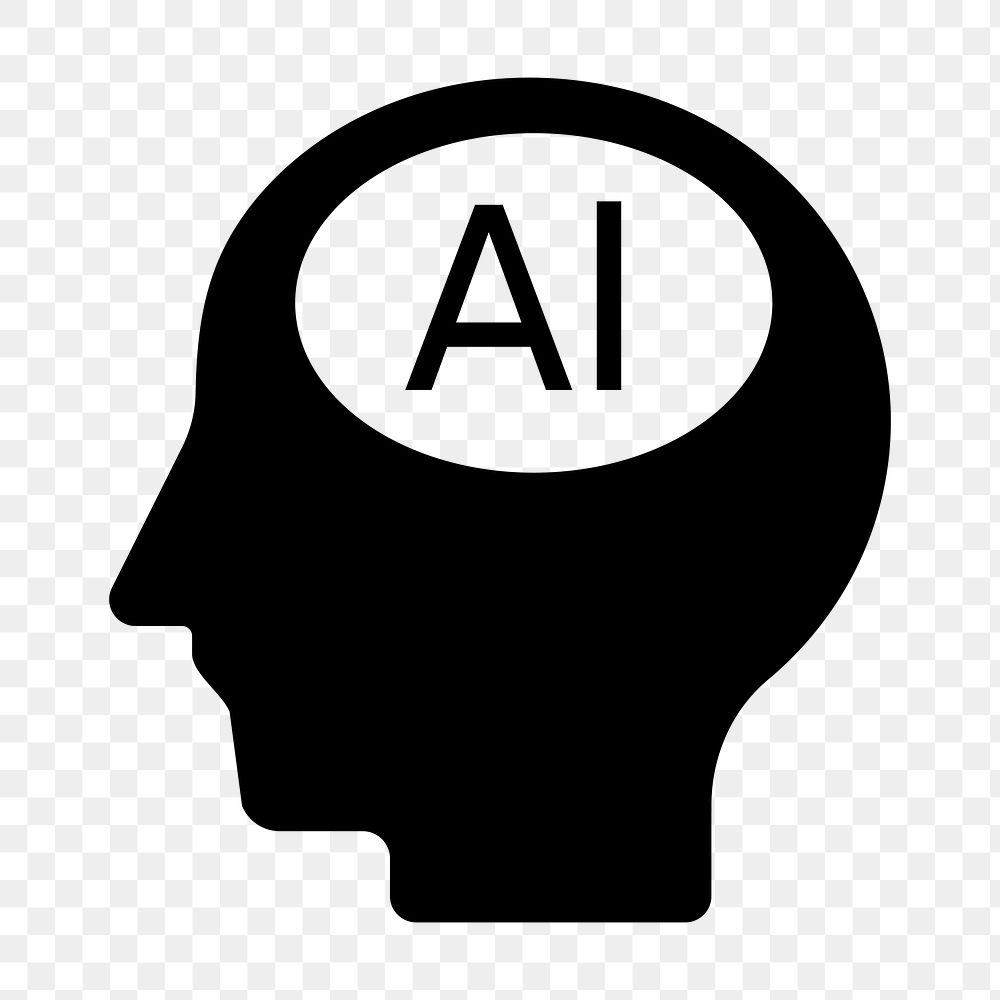 AI brain png flat icon, transparent background