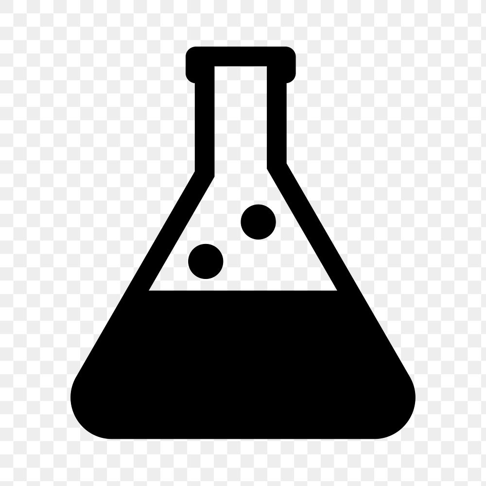 Erlenmeyer flask png black flat icon, transparent background