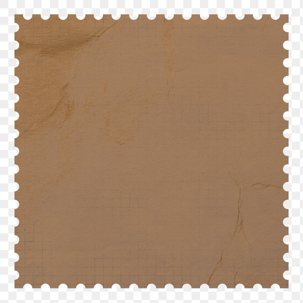 Brown postage stamp png paper sticker, transparent background