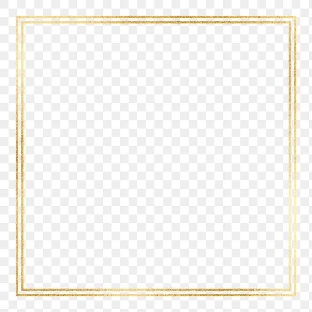 Gold square frame png, transparent background