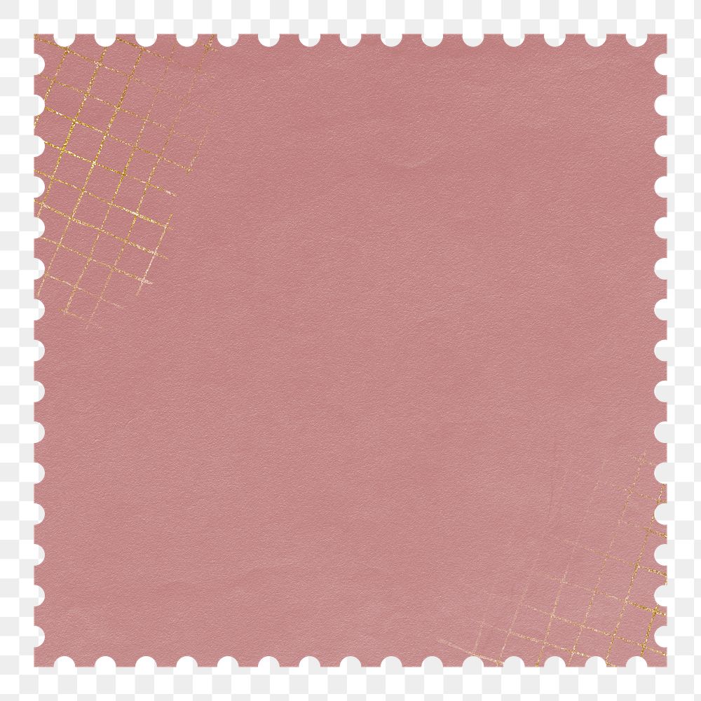 Pink postage stamp png paper sticker, transparent background