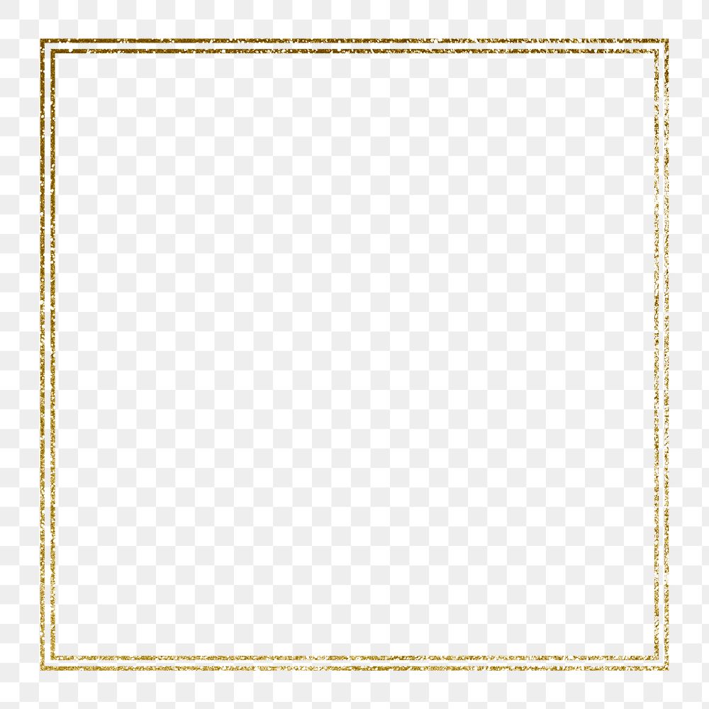 Gold square frame png, transparent background