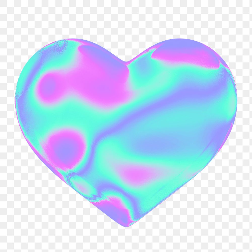 Heart png 3D gradient, transparent background